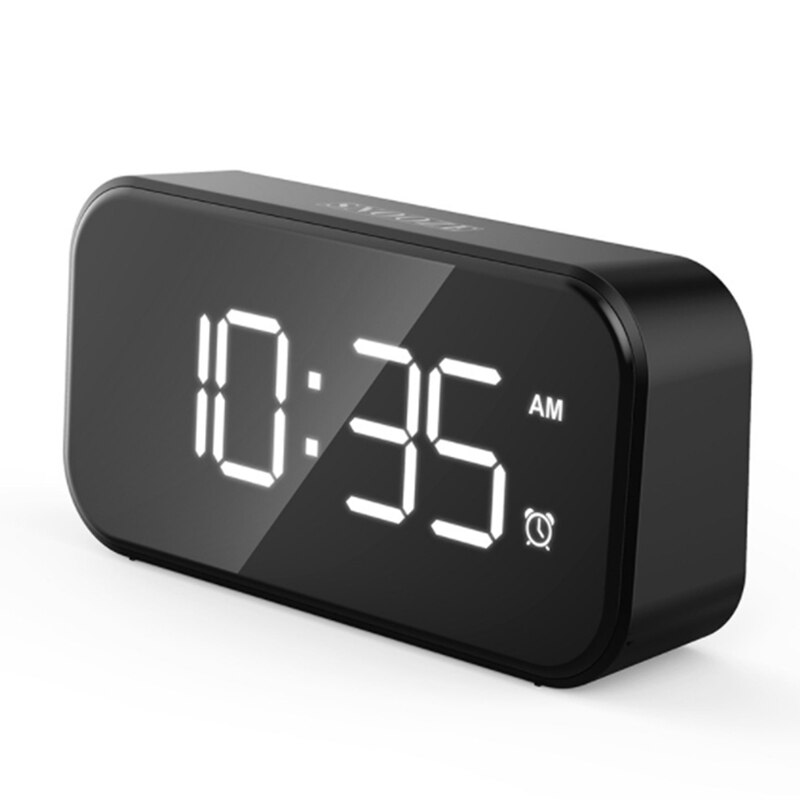Simple Style 5 Inch Full LED Mirror Sn Digital Alarm Clock Black and White Clocks USB Charging Cable: Default Title