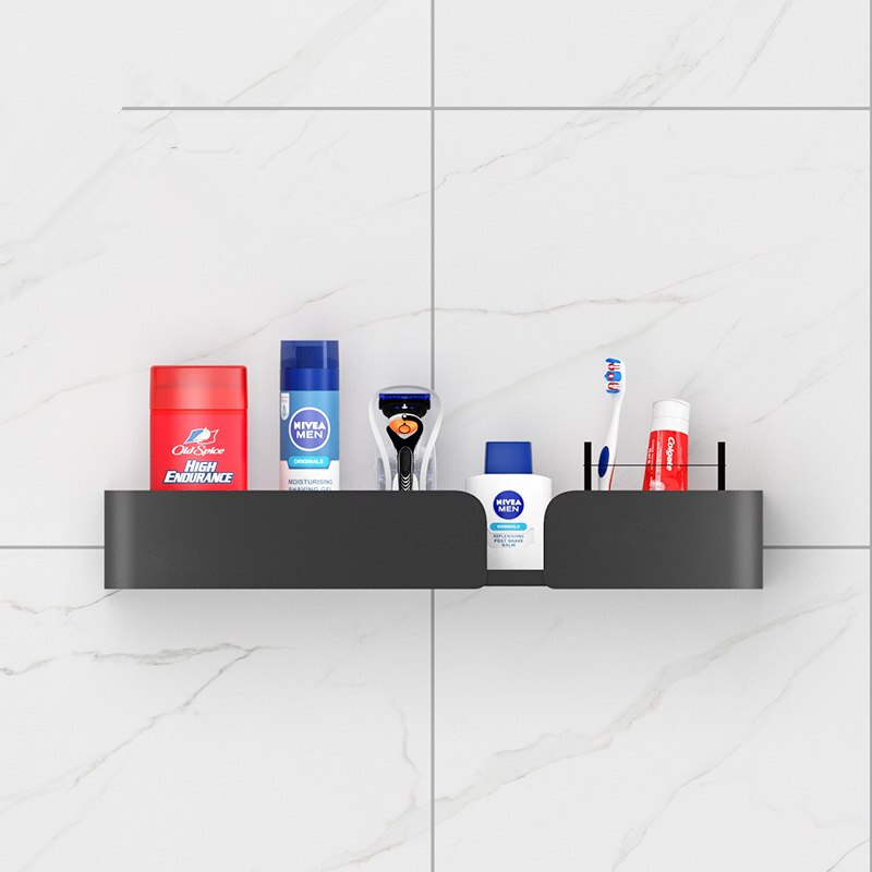 Væghængt hjørneopbevaringsstativ sort badeværelseshylde bruseopbevaring trekanthylder håndklædestang badeværelsestilbehør: Sort c