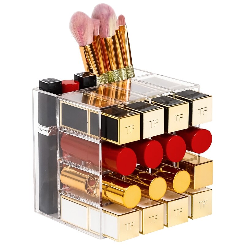 Transparante Lippenstift Opslag Box Acryl Make Organizer Cosmetische Display Stand Lipgloss Houder Make Up Borstel Gereedschap Box