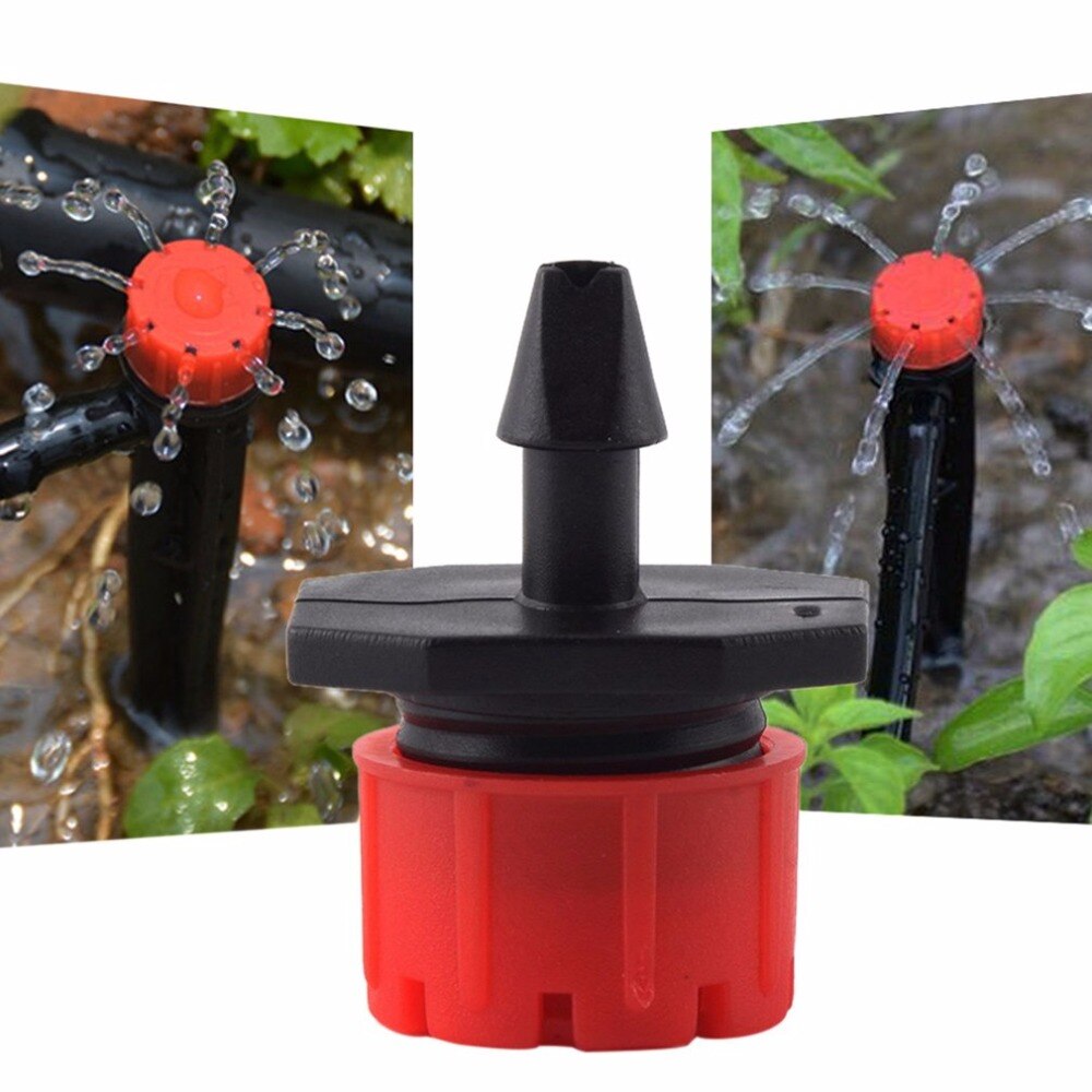 50 Stks/partij Mode Verstelbare Tuin Irrigatie Vernevelingsinstallaties Micro Flow Dripper Hoofd Drip System Op 1/4 "Barb Watering Accessoire