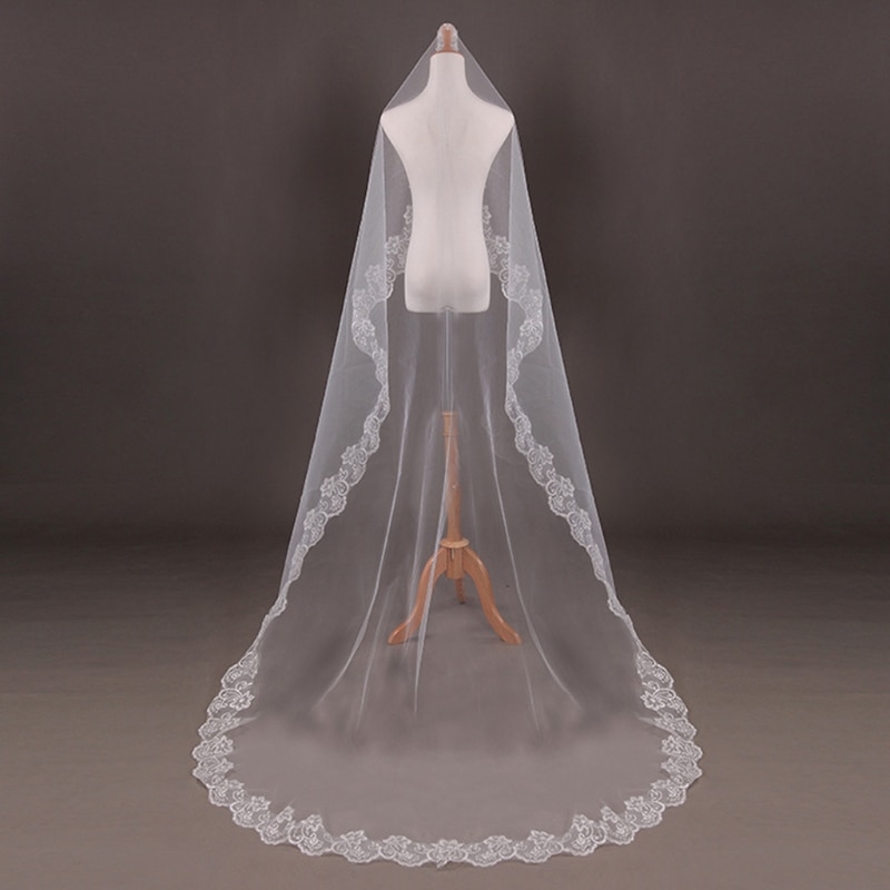 150 cm Frauen Braut Kurze Hochzeit Schleier Weiß Eine Schicht Spitze Blume Rand Appliques hochzeit zubehör für frauen braut