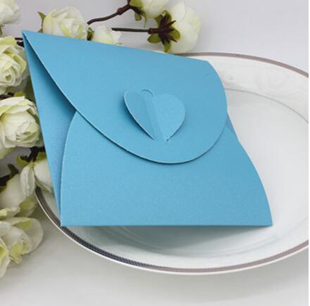 50 pcs/lot Kraft Paper Envelop 5.1x5.1inch(13x13cm) Envelpes for Invitations 5color Post Card Holder Love Heart Paper Envelope: Blue