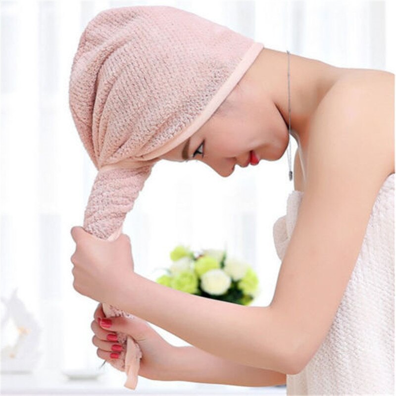 Turbante giro seco ducha de microfibra toalla para envolver el cabello secado Spa baño cabeza de HatR
