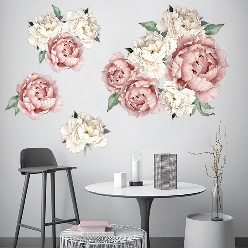 Large Peony Rose Flower Art Wall Sticker Living Room Home Background DIY Decal Bedroom Decoration Wall Decals