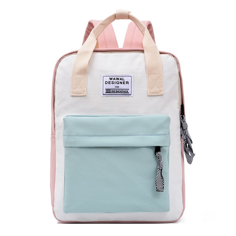 jugendlich Schule Taschen für Mädchen Teenager Patchwork Leinwand Rucksack Schule Frauen lässig Adrette Leichte Schüler Bookbags: Rosa