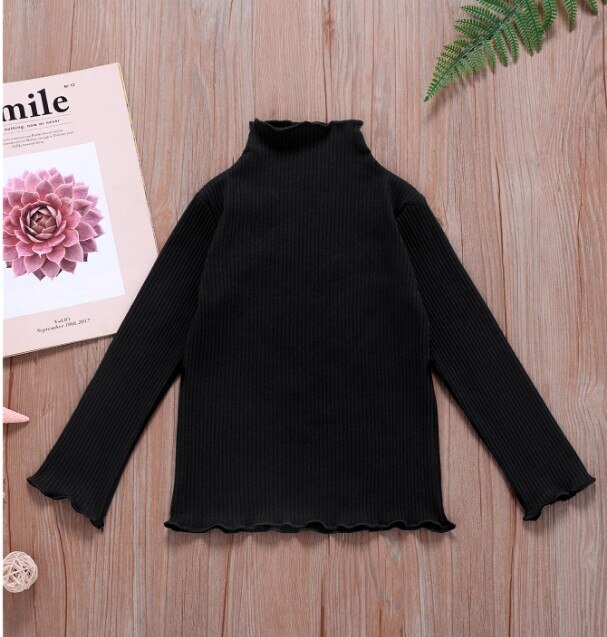 Wallarenear 1-6 jaar peuter babymeisje kindertopjes effen kleur opstaande kraag lange mouwen trui blouse voor lente herfstkleding: B / 2t