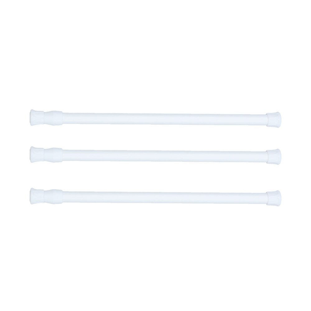 3pcs Extendable Cupboard Bars Tensions Rod Spring Curtain Rod Adjustable Width 11.8-20 Inches (White)