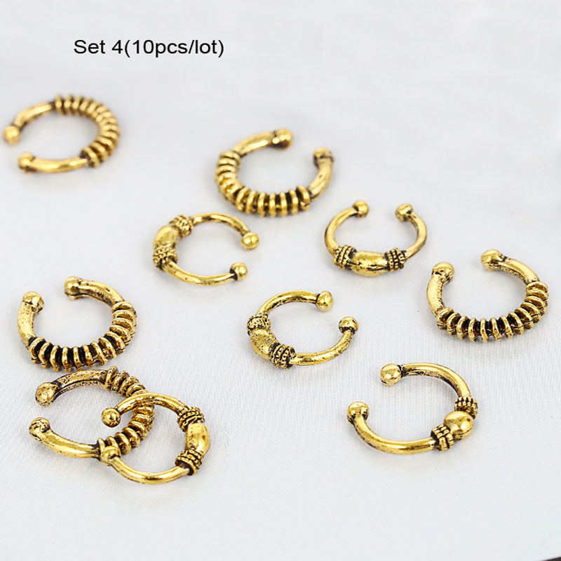 5 uds trenzas de pelo temor Dreadlock BeadsAncient oro/plateado ajustable trenzas de pelo de estrella de mar shell brazalete Clip de trenza de aro