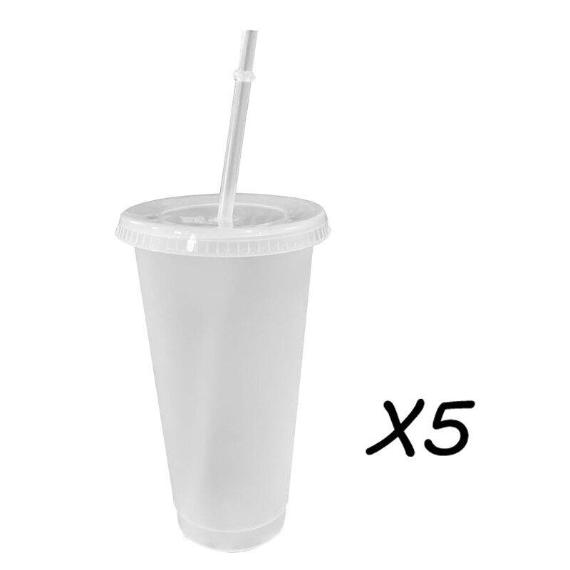 Återanvändbara koppar plasttumlare med lock transparent halmkopp jul 700ml miljövänligt underlättar ditt hemliv: 5 st