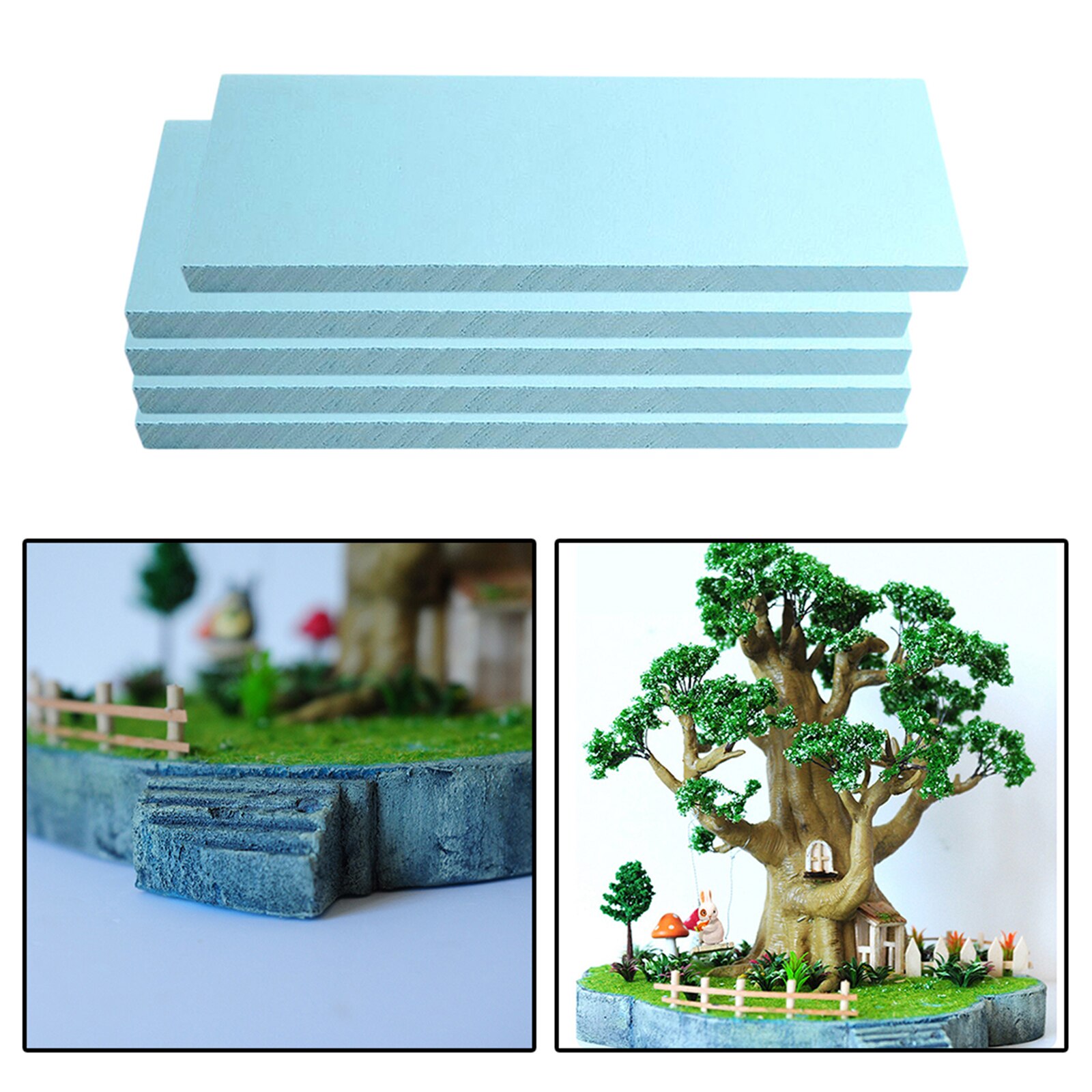 5 Pieces 295x100x30mm Craft Foam Sheets Polystyrene Styrofoam Blocks for Modeling DIY
