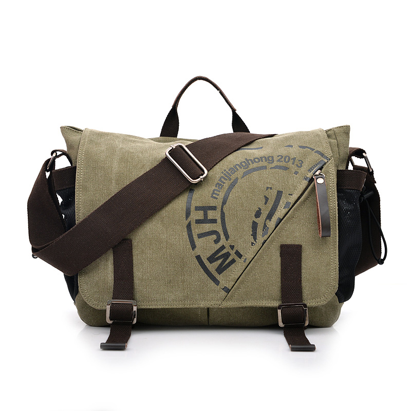 Man Canvas Messenger Tassen Duffle Tote Reizen Schoudertas Tote Bolsa Crossbody Tassen Rits Reizen Leisure Handtas: Army green