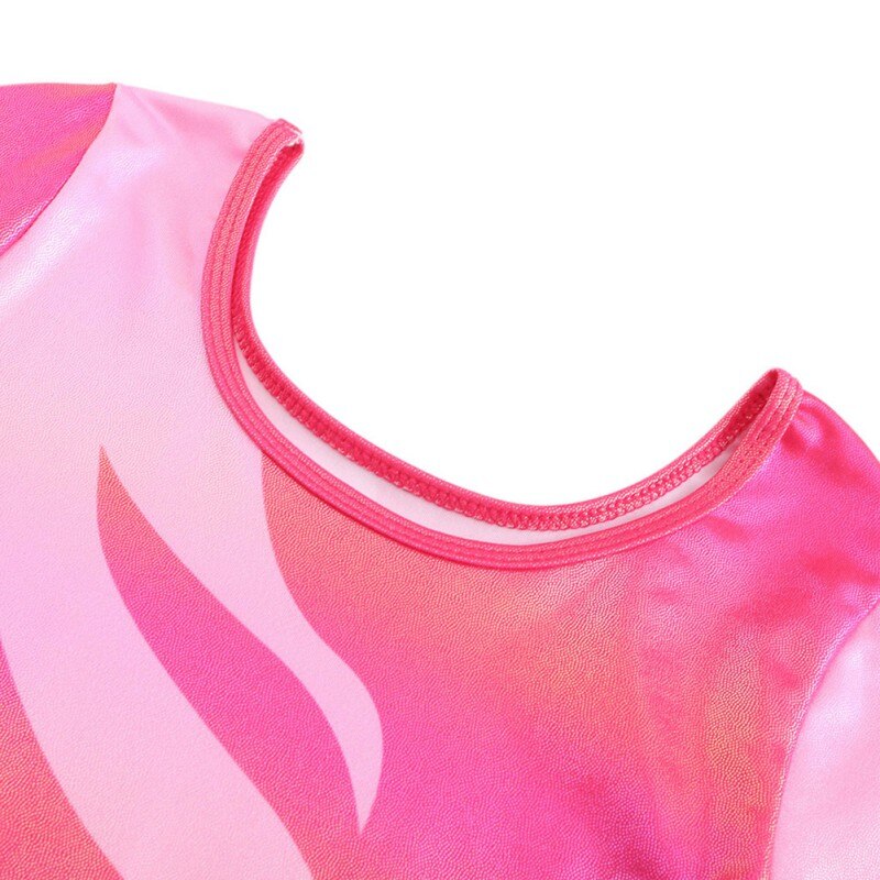 Kids Ballet Pink Gradient Long Sleeve Girls Gymnastics Girls Shiny Dance Performance Ballet Leotards