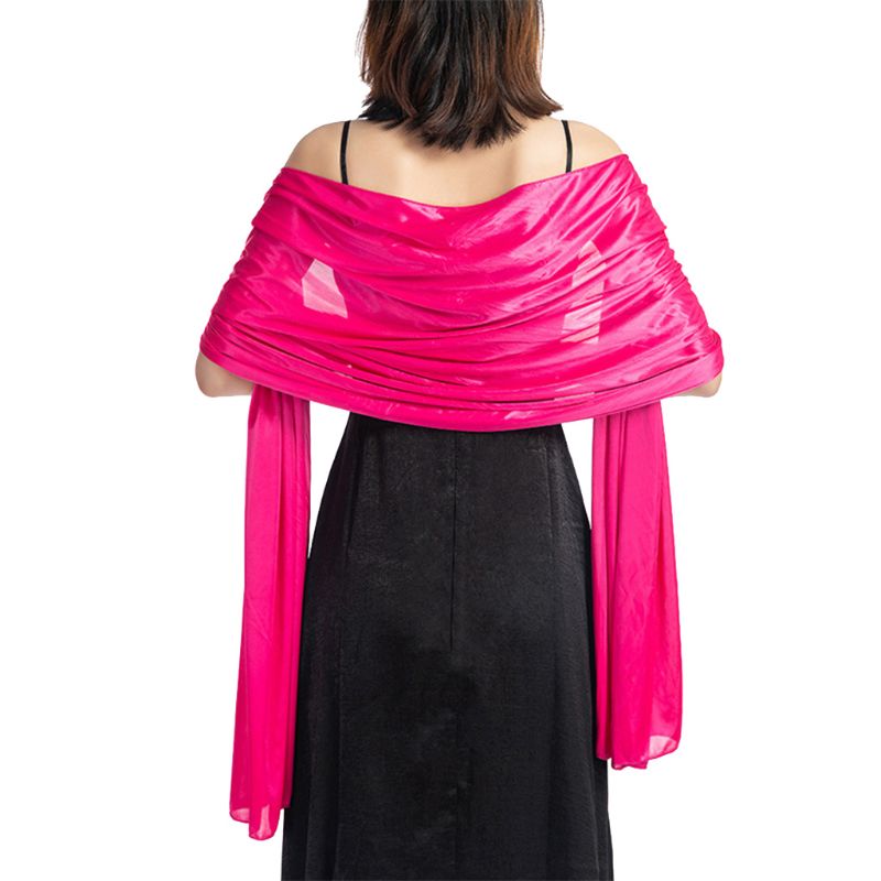 200x70cm mujer imitación seda pura bufanda capa Color sólido largo chal envoltura para boda banquete Vintage accesorios para baile de graduación: Rose Red