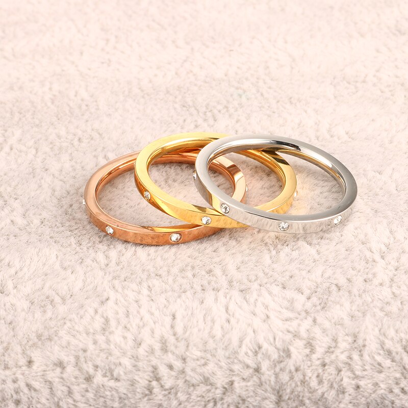 3 stks/set Exquisite Vrouwen Rings Wedding Bands Rvs Charmant CZ Ringen voor Vrouwen Vrouwelijke Drie Kleuren een set