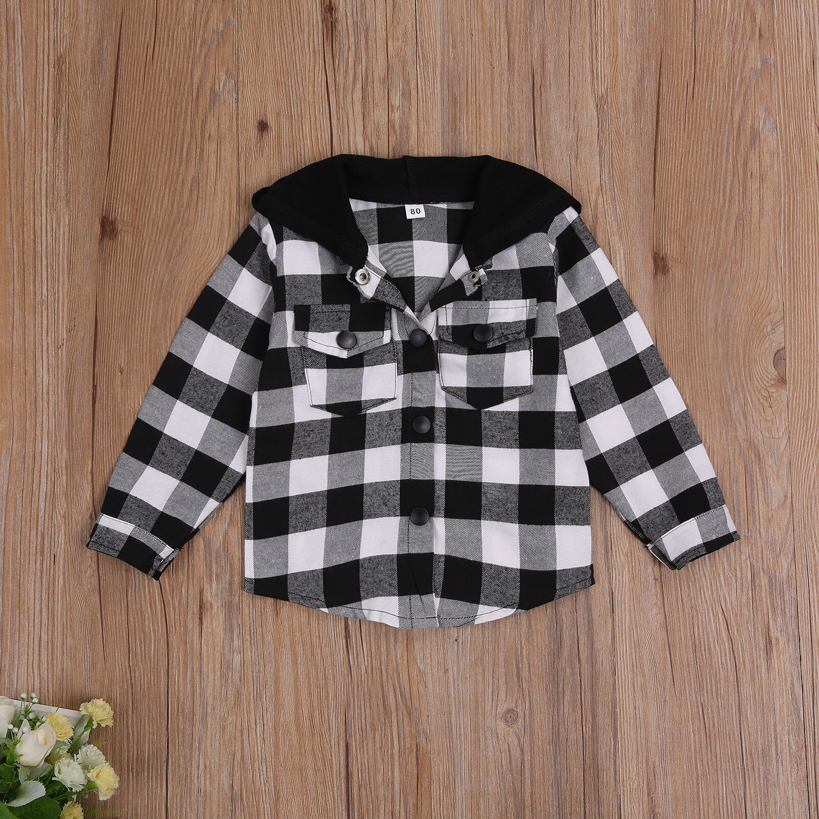 Automne enfants garçons veste hauts Plaid imprimer à manches longues simple boutonnage à capuche manteau 4 couleurs