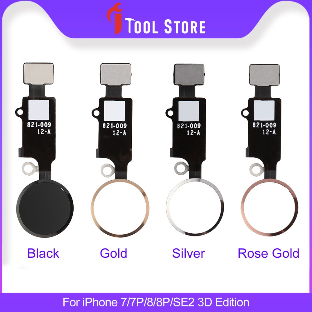 3D Version Home Button With Flex Assembly For iPhone 7/7P/8/8P/SE2 Complete Assembly Spare Part Replacement No Touch ID