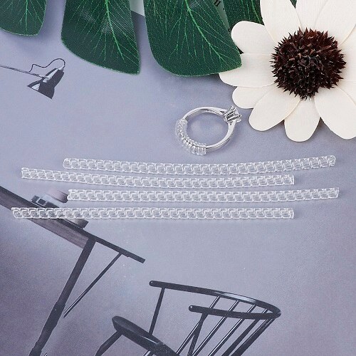 Fashin 10 CM 4 Pcs DIY Transparante Vintage Spiraal Gebaseerd Ring Maat Guard Tightener Reducer Sieraden Tools &amp; Uitrustingen: 4mm