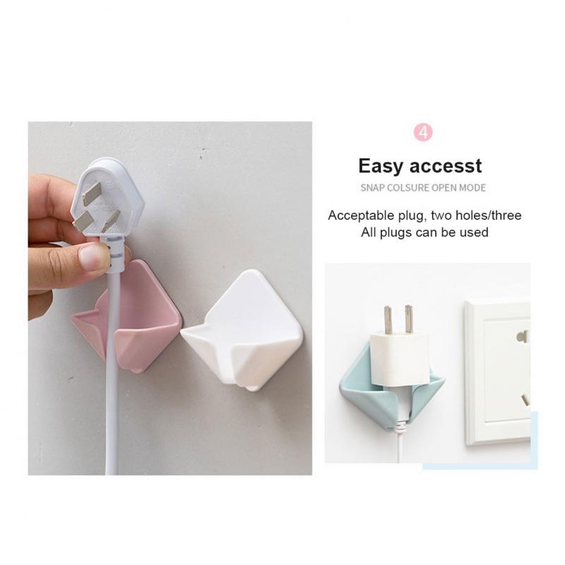 2Pcs Nail Free Storage Hooks Power Cord Storage Rack Wall Storage Hook Kitchen Plug Hook Adhesive Hooks Power Plug Hanger Holder
