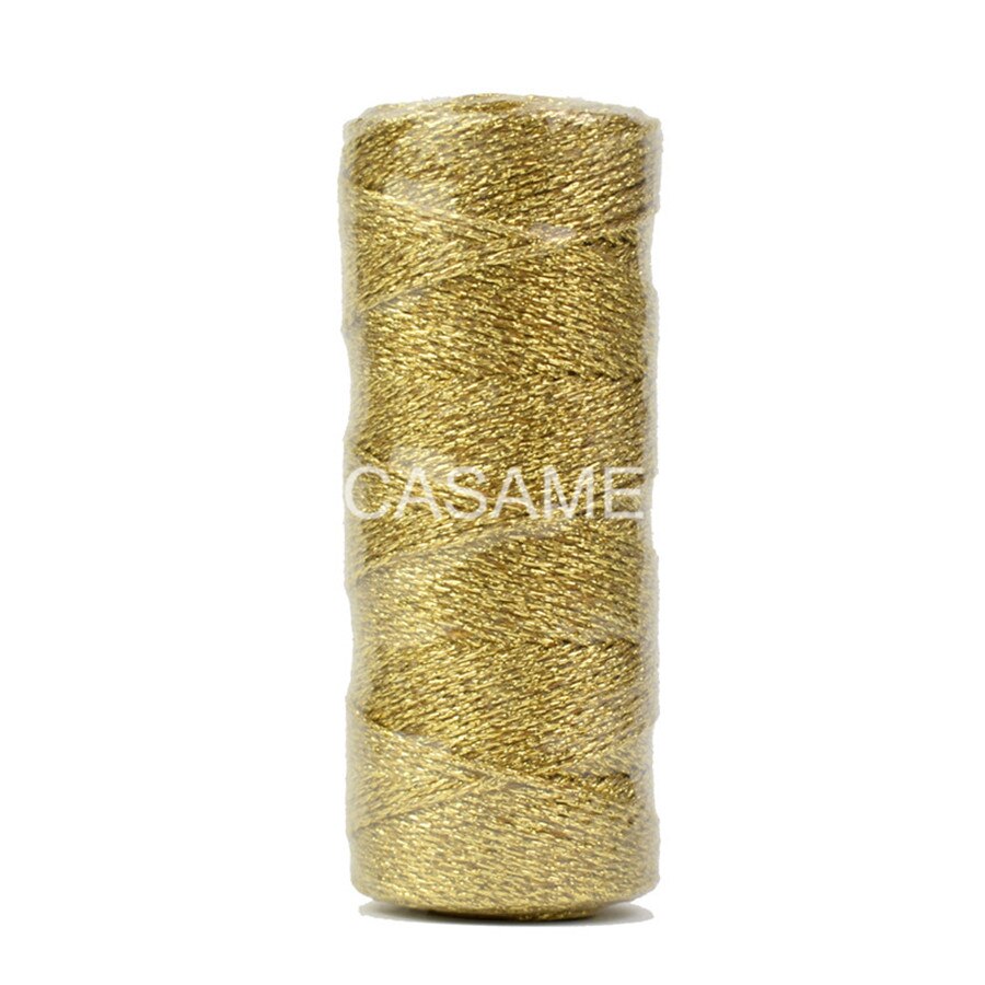 Metallic 2 st 12- ply guldguld silver garn rep baker garn för hantverksförpackningsspolar: Guld-