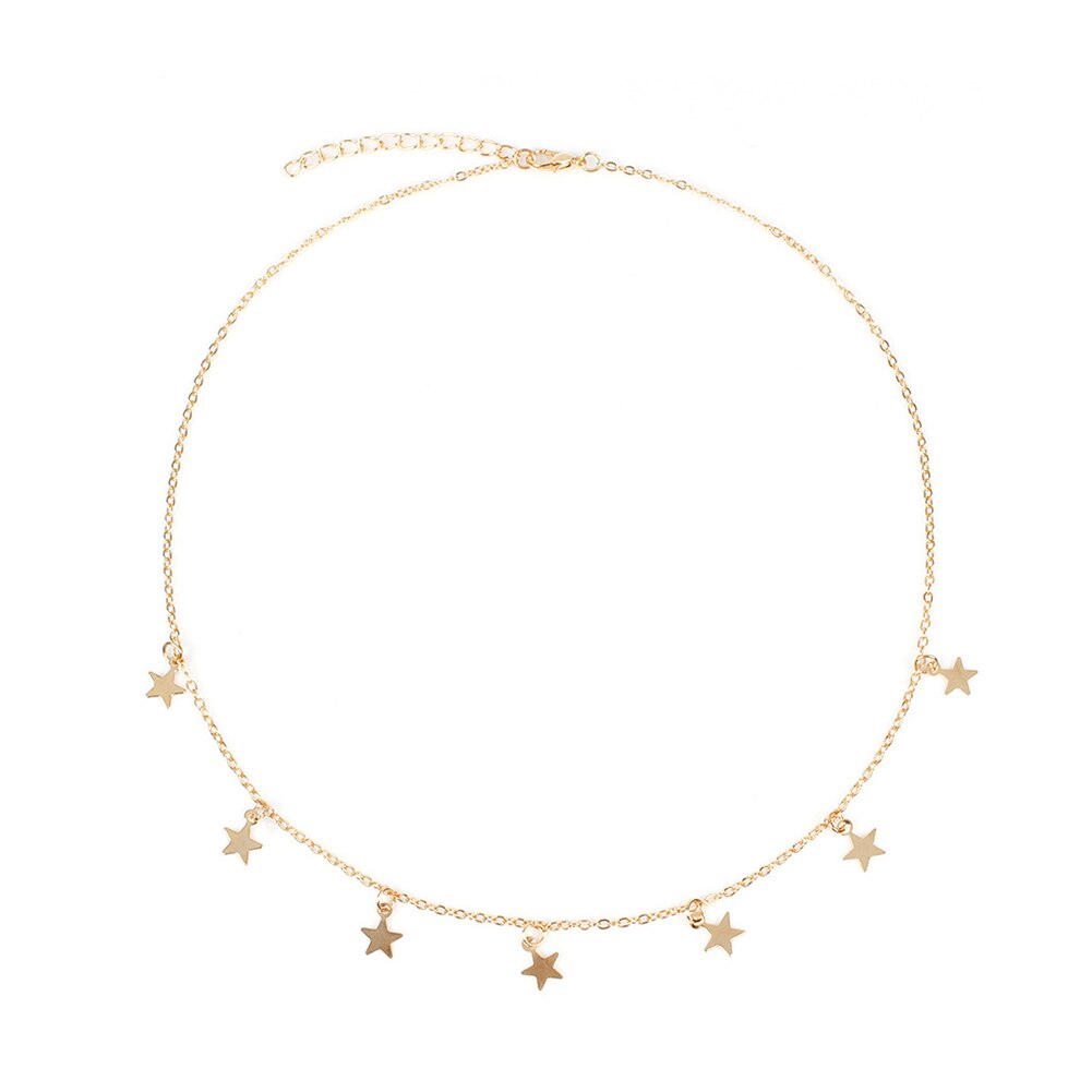 Goud Kleur Star Party Vrouwen Hanger Ketting Mode Vrouwelijke Choker Kettingen Sieraden Eenvoudige Dames Pentagon-Ster Sieraden: Gold