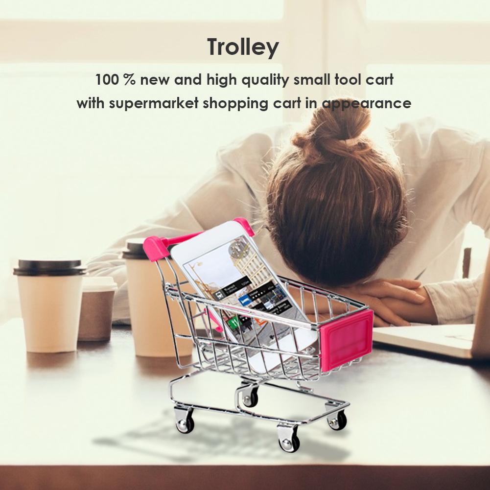 Creativo Del bambino Del Metallo mini Carrello della Spesa Artigianato Ornamenti A Mano carrello auto di Stoccaggio per la Casa Del desktop Decoro di Mobili
