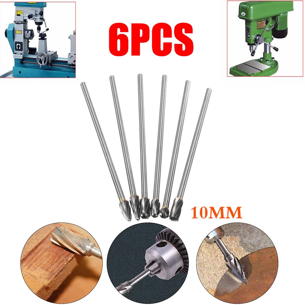 6 kpl/sarja 150mm pitkä kovametallipora 6mm 1/4 " kädensija pyörivä volframikarbidi alumiinijyrsintä 10mm