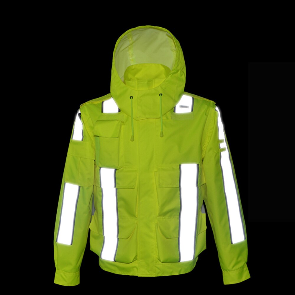 Hi-Viz High Visibility Waterproof Rain Jacket Safety Jacket Water Resistant Lightweight Rain Coat For Men Women