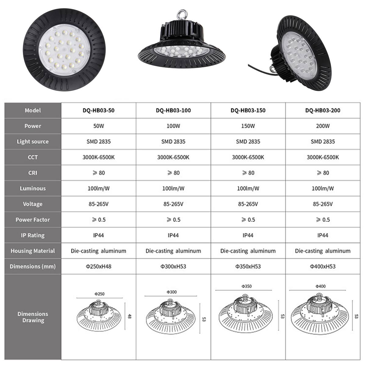 200W for UFO LED Lights 110V 220V Waterproof Commercial Lighting Industrial lamp Warehouse Led High Bay Lamp Garage Light