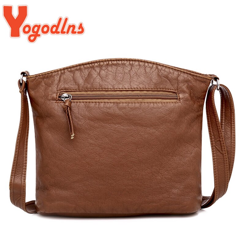 Yogodlns Zachte Pu Lederen Schoudertas Vrouwen Retro Messenger Bag Dubbele Rits Vrouwelijke Crossbody Tas Grote Capaciteit Dagelijks Handtas