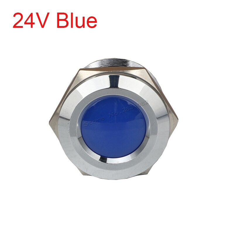 25mm Metal Indicator light LED Signal Lamp Car Boat Pilot Panel Signal Light 6V 12V 24V 220V 110V IP65 Waterproof Warning light: 24v Blue