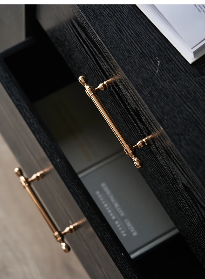 Messing dørhåndtak og knotter til skap, skuffehåndtak i rosegull, vintage kjøkken, langt håndtak, garderobeskap, kommodebeslag