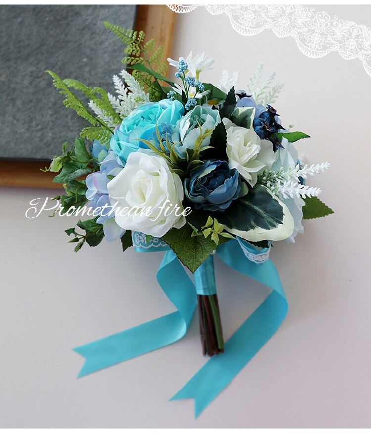 Bridal Bridesmaids Bouquets Wedding Bouquet Holder Silk Roses Artificial Flowers Wedding Bouquet White Marriage PH23