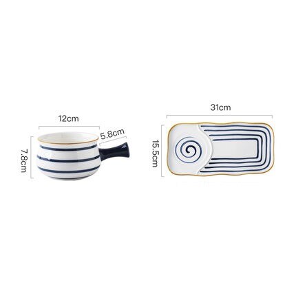 Assiette alimentaire en céramique, peinture à la main, sous glaçure japonaise, bols pour le petit déjeuner ensemble d'assiettes plateau en porcelaine vaisselle ménagère: Jaune clair