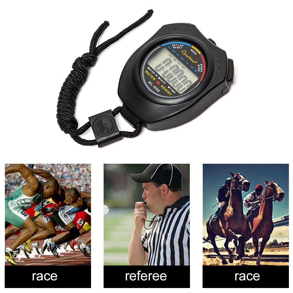 Multi Digital Sports Stopwatch Timer ABS Handheld Electronic Timer Stop Watch with String Dual Channel Chronograph Sports Timer