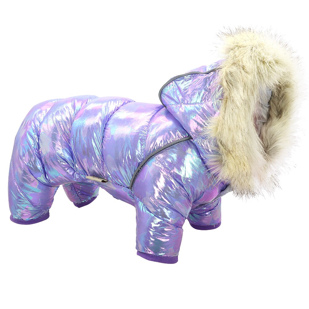 Dikke warme kleding voor honden, reflecterende hondenkleding, winterjas, warme kleding voor kleine en middelgrote honden, chihuahua, bulldog: Paars / 12