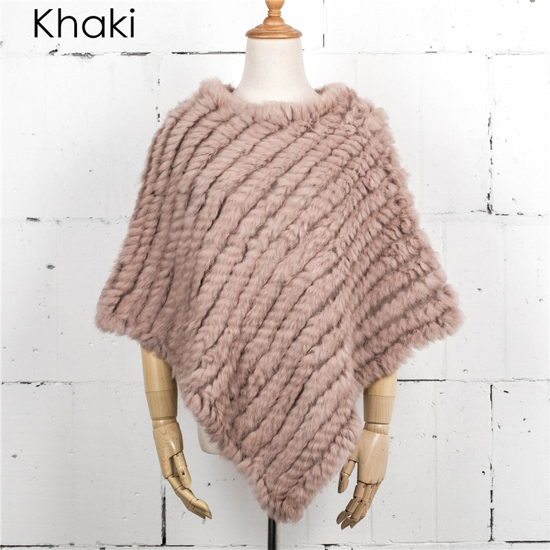 Femmes tricot fourrure de lapin châle Poncho Cape Robe Tippet Wrap femme fille manteau Jakcet CK701: GRIS