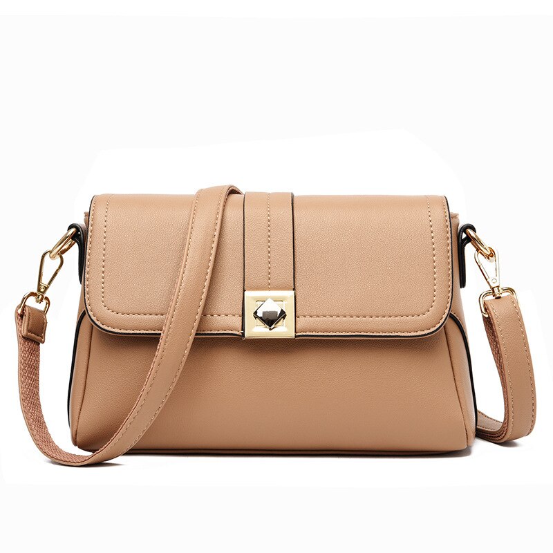 Bag middle aged women's bag trend women's mother's bag single shoulder small square bag women's messenger bag: Khaki