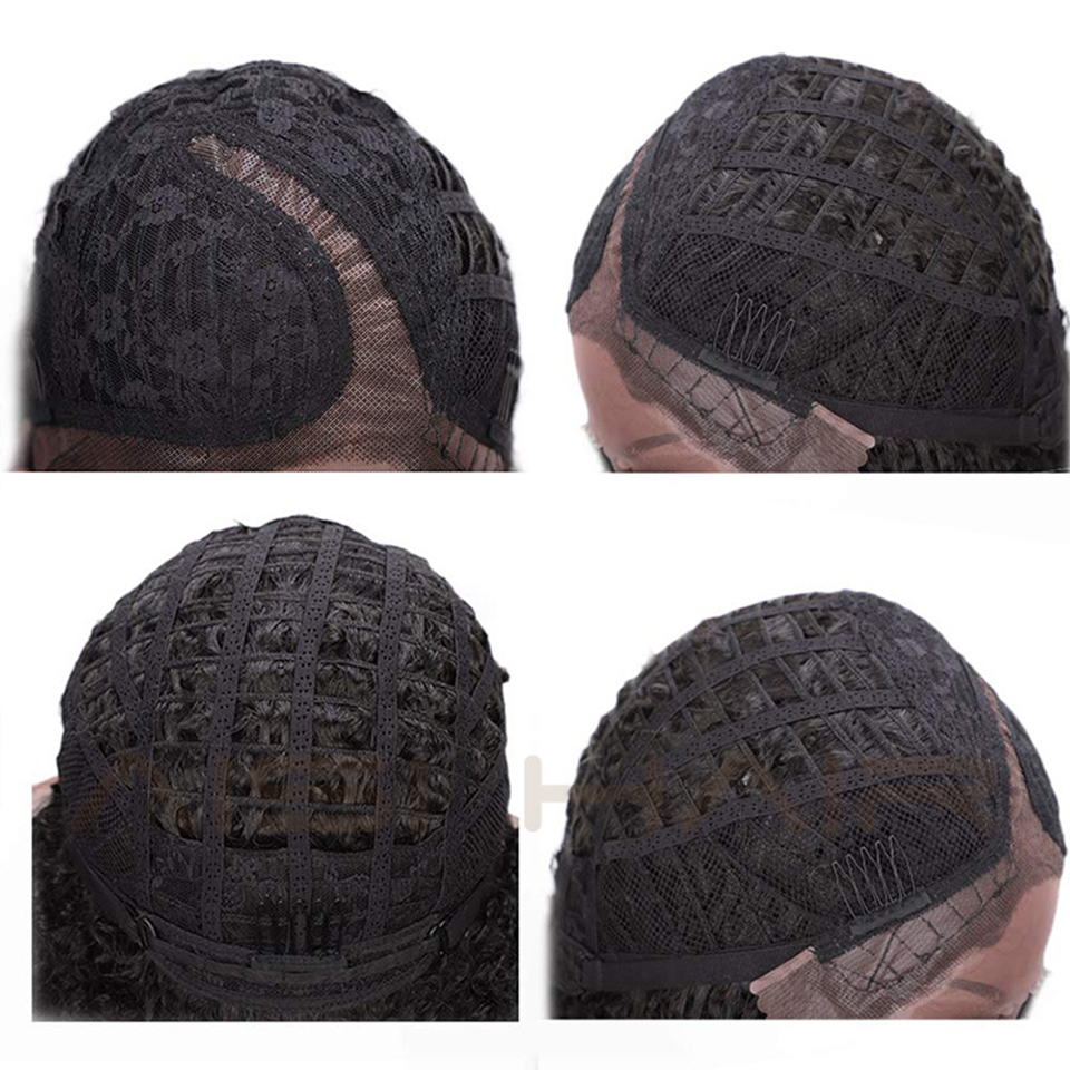 Peluca de pelo corto rizado AISI, peluca frontal de encaje sintético, Peluca de cabello Natural para mujeres negras, pelucas de fibra resistentes al calor con parte lateral