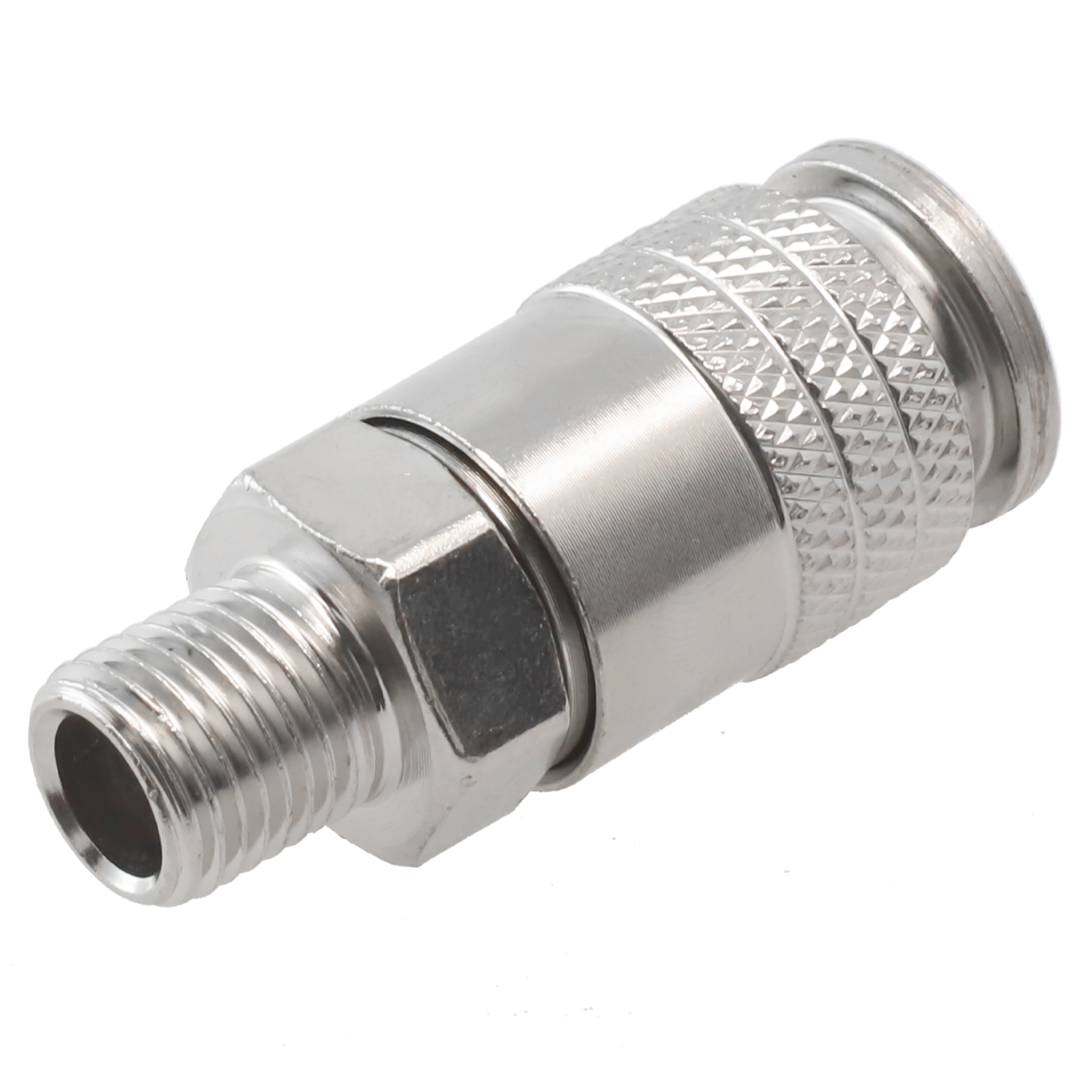 Praktische silberne Metall-Pneumatikverschraubung, EU-Standard-Schnellverbinder für Luftkompressor, G1/4-Außengewinde, einfache Installation