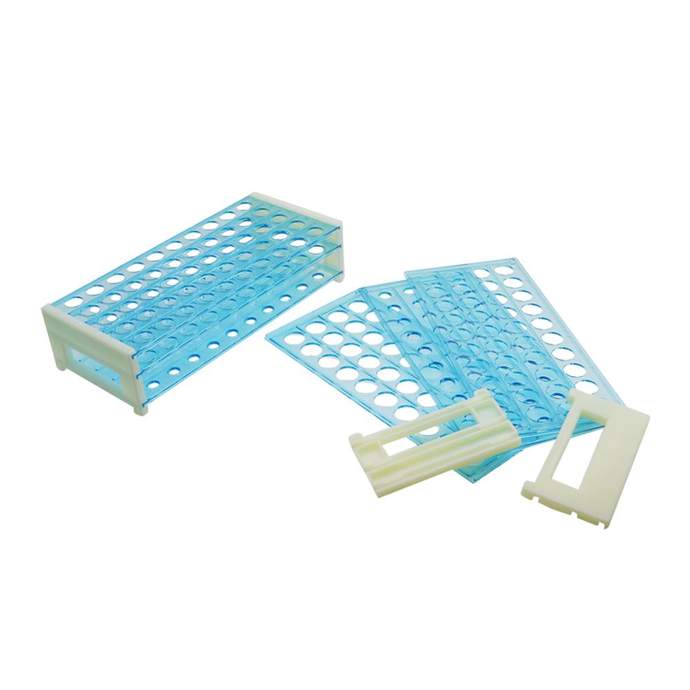 Kunststoff Reagenzglas Ständer Halterung für 13mm Durchmesser 50 Löcher Positionen Kunststoff Drei Deck Reagenzglas Ständer Gestell 1 pc