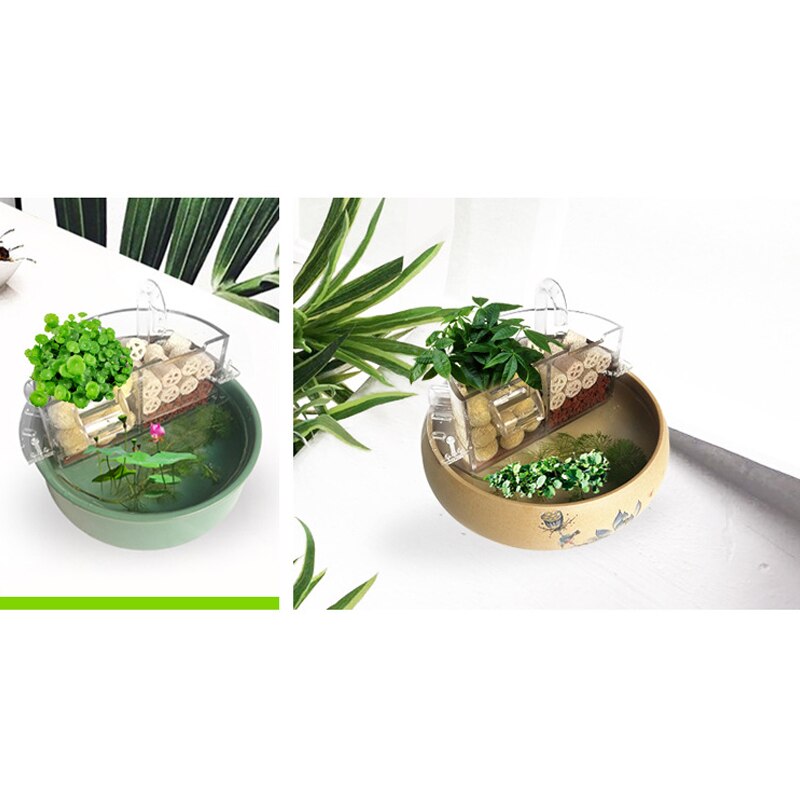 3-In-1 Acryl Aquarium Externe Filter Doos Opknoping Soort Waterzuiveraar Filter Materiaal Voor Ronde Aquarium huisdieren Benodigdheden
