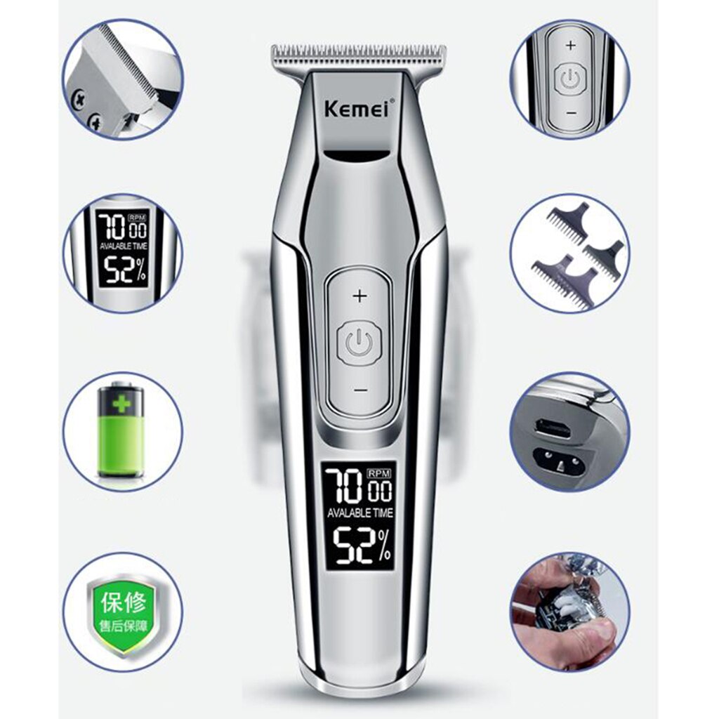 Cortadora de cabello eléctrica Kemei KM 5027 para hombres, práctico, inalámbrico, recortador de barba, afeitadora, maquinilla de afeitar, Barbero, enchufe europeo