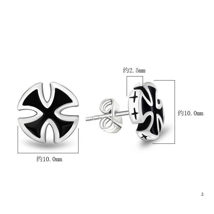 JHSL Men Black Cross Stud Earrings for Male Stainless Steel High Polishing Good Unique Jewelry