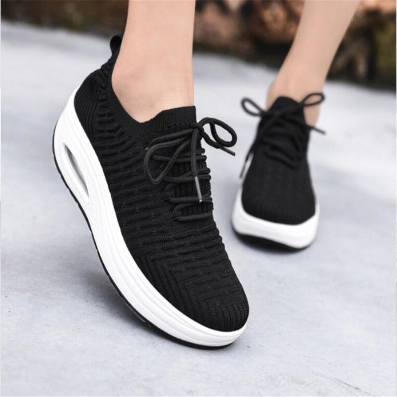 Zapatos de tonificación ligeros para mujer, zapatillas transpirables con cuña de 5cm de altura, para caminar, novedad de