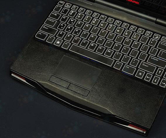 Kh laptop kulfiber læder mærkat hudcover beskytter til alienware 17 r4 alw 17c 17.3 " med tobii eye tracker release: Sort læder