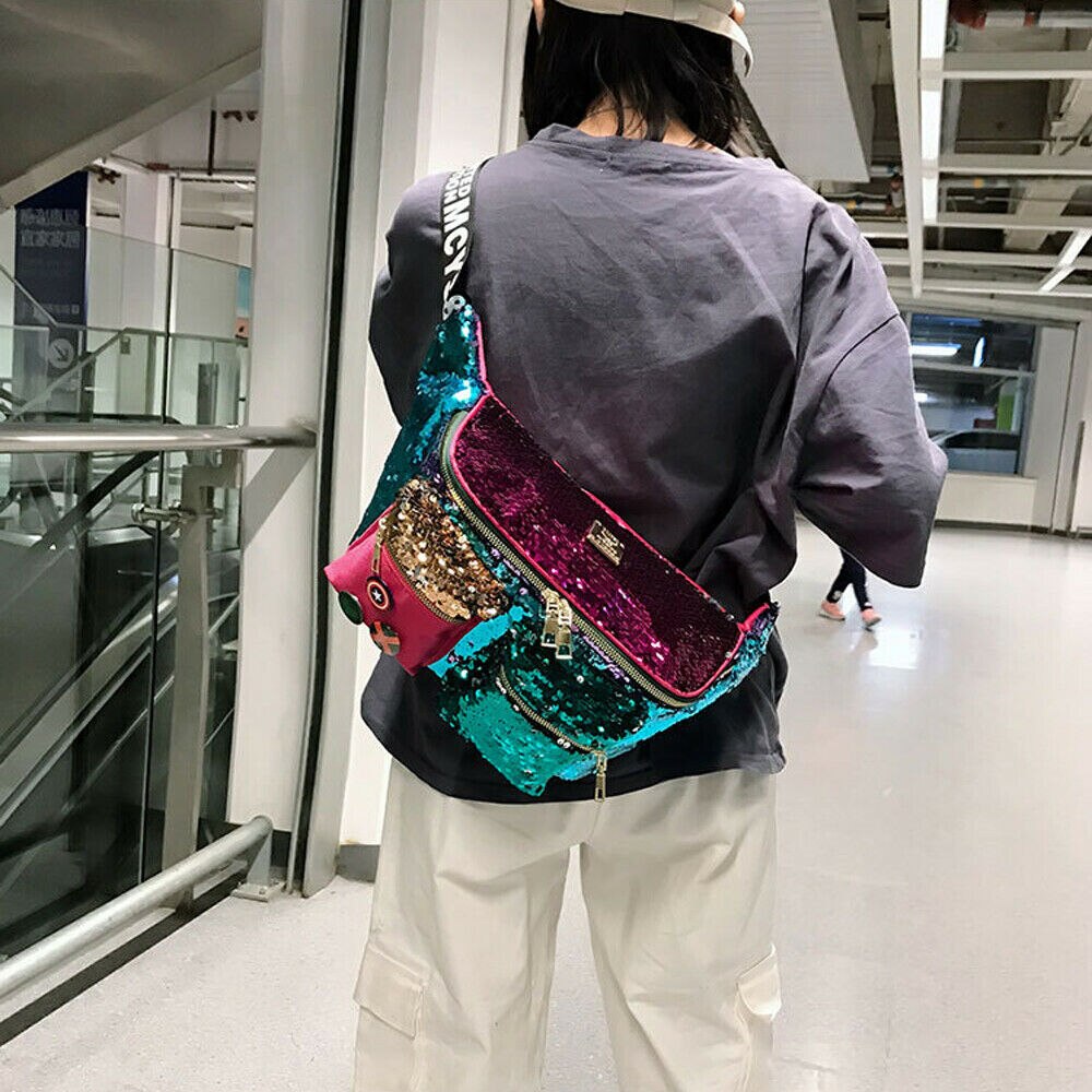 2019 mais novo Hot Presságio Designer Estilo Moda de Rua Bolsas Crossbody Sacos de Viagem Satchel Bolsa de Ombro Shinny Lantejoulas Saco Peito