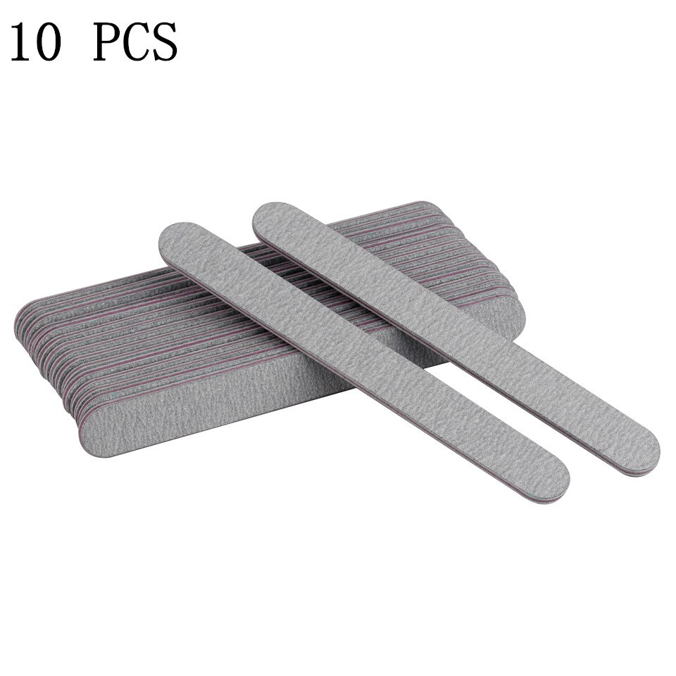 5/10 Uds lima de uñas papel de lija limas de uñas gruesas y fuertes tampón para manicura lijado media luna Lima herramientas de uñas 100/180: Plata