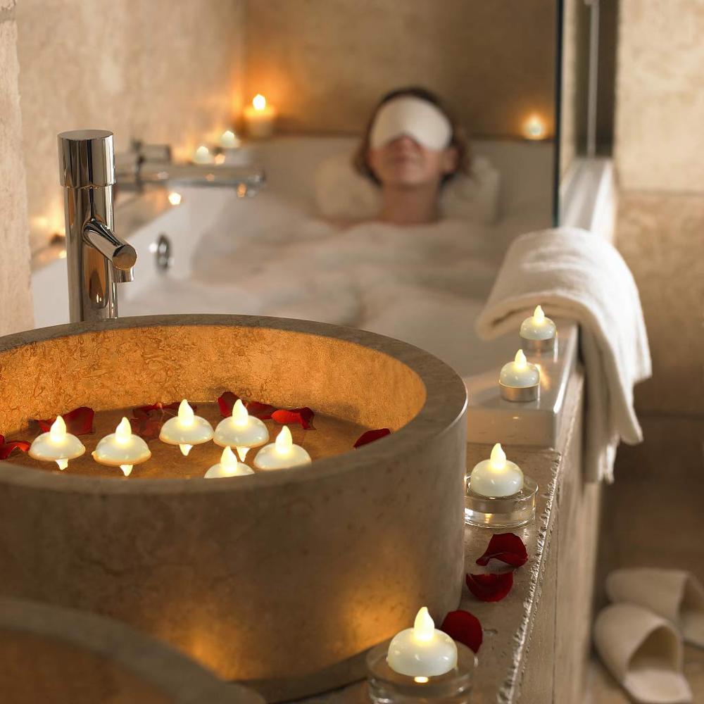 Vela De Ducha De Spa Decoracion De Agua Luz Led Flotante Vela