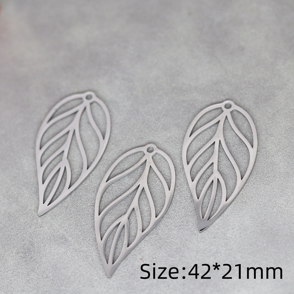 3 uds DIY pendientes borlas colgante de acero inoxidable hojas flor encanto para hacer joyería collar para mujer Accesorios