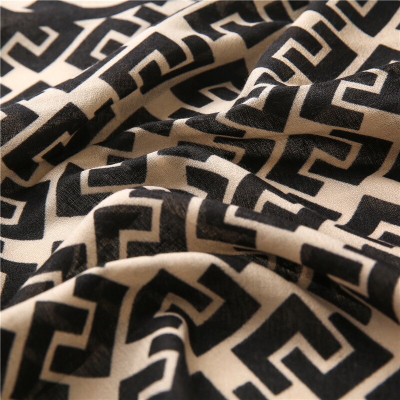Écharpes automne-hiver pour femmes, châles et écharpes, hijab géométrique aztèque, étole, pashmina, foulards en coton d'hiver musulmans